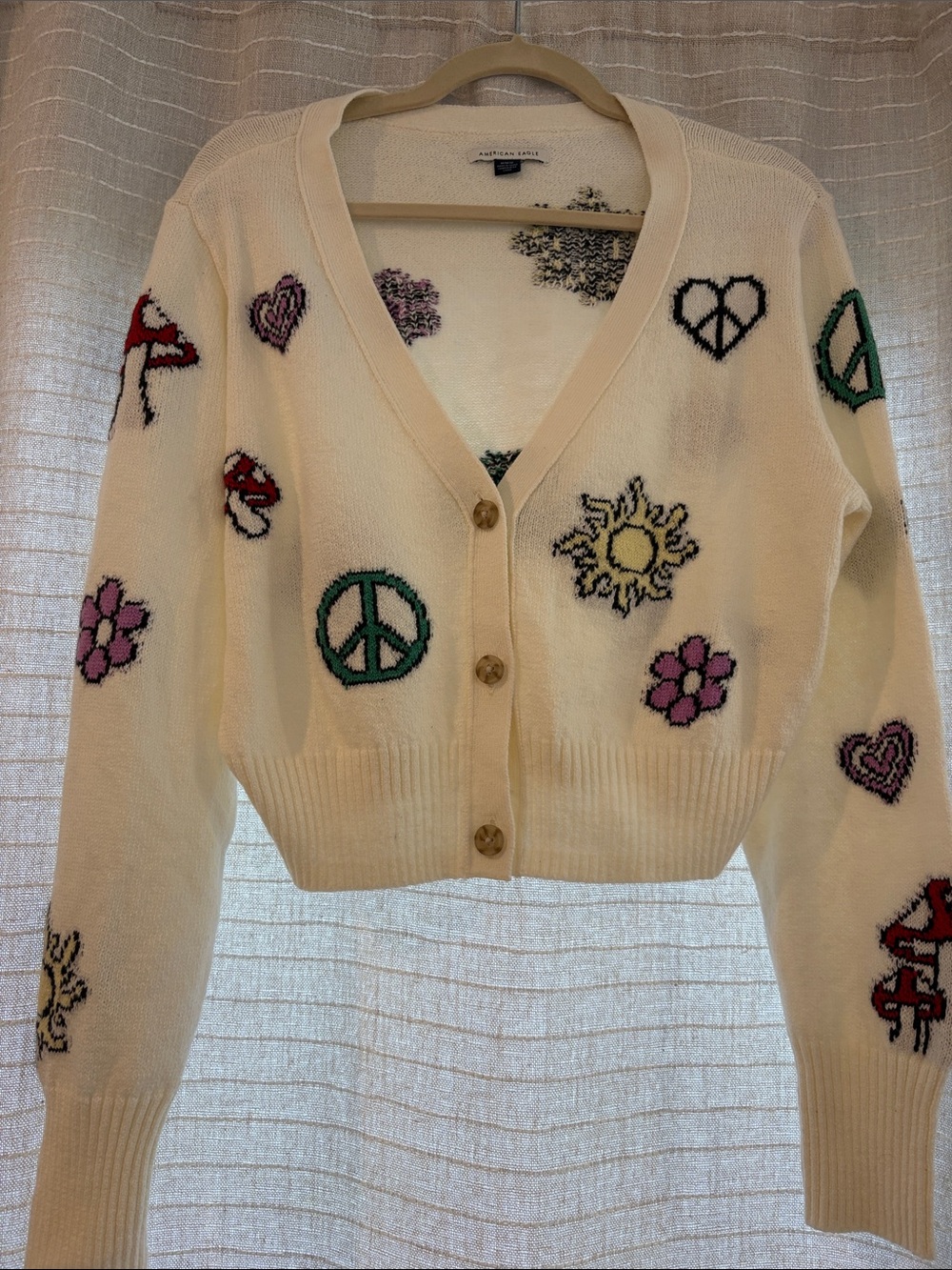 AE icon patch Cropped Cardigan Sweater